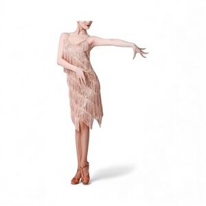 Elegant Fringe Dress in Champagne